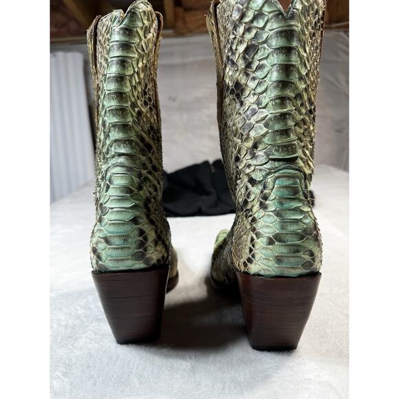 OLD GRINGO RARE Python Skin Western Cowgirl Boots Aqua Mint Green 8.5B Baroque - Picture 3 of 12